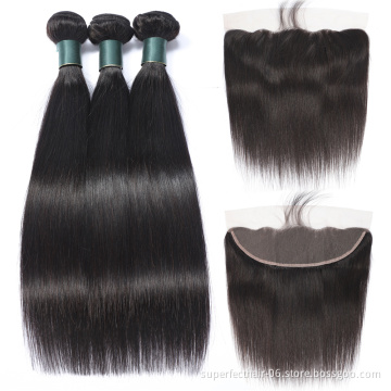 Wholesale Cuticle Aligned Raw Virgin Hair Vendors Straight Curly Indian Human Hair Weave Bundles With Lace Frontal Closure